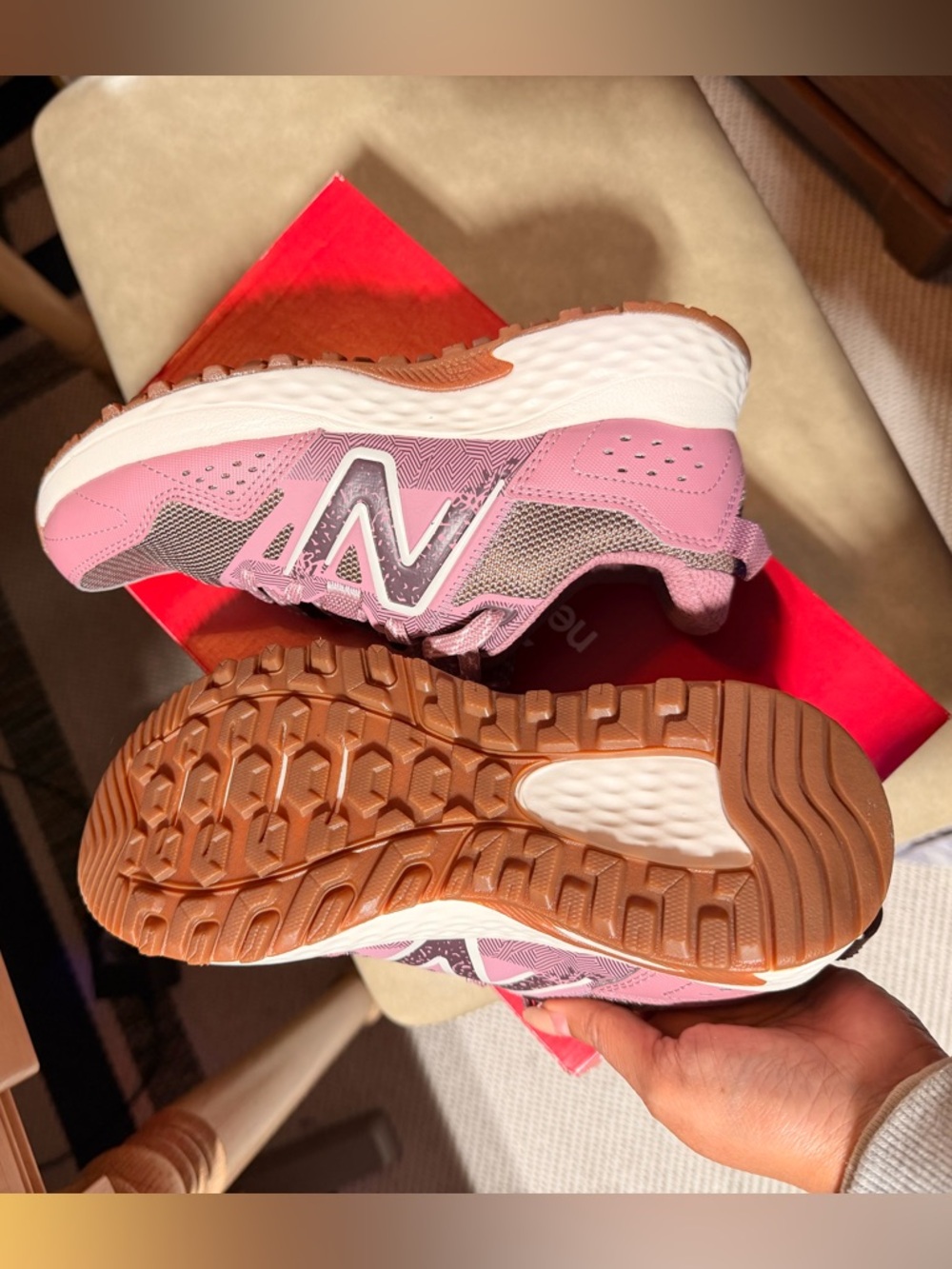 New Balance Pink and Gray Women's Training Sneakers - Picture 5 of 8